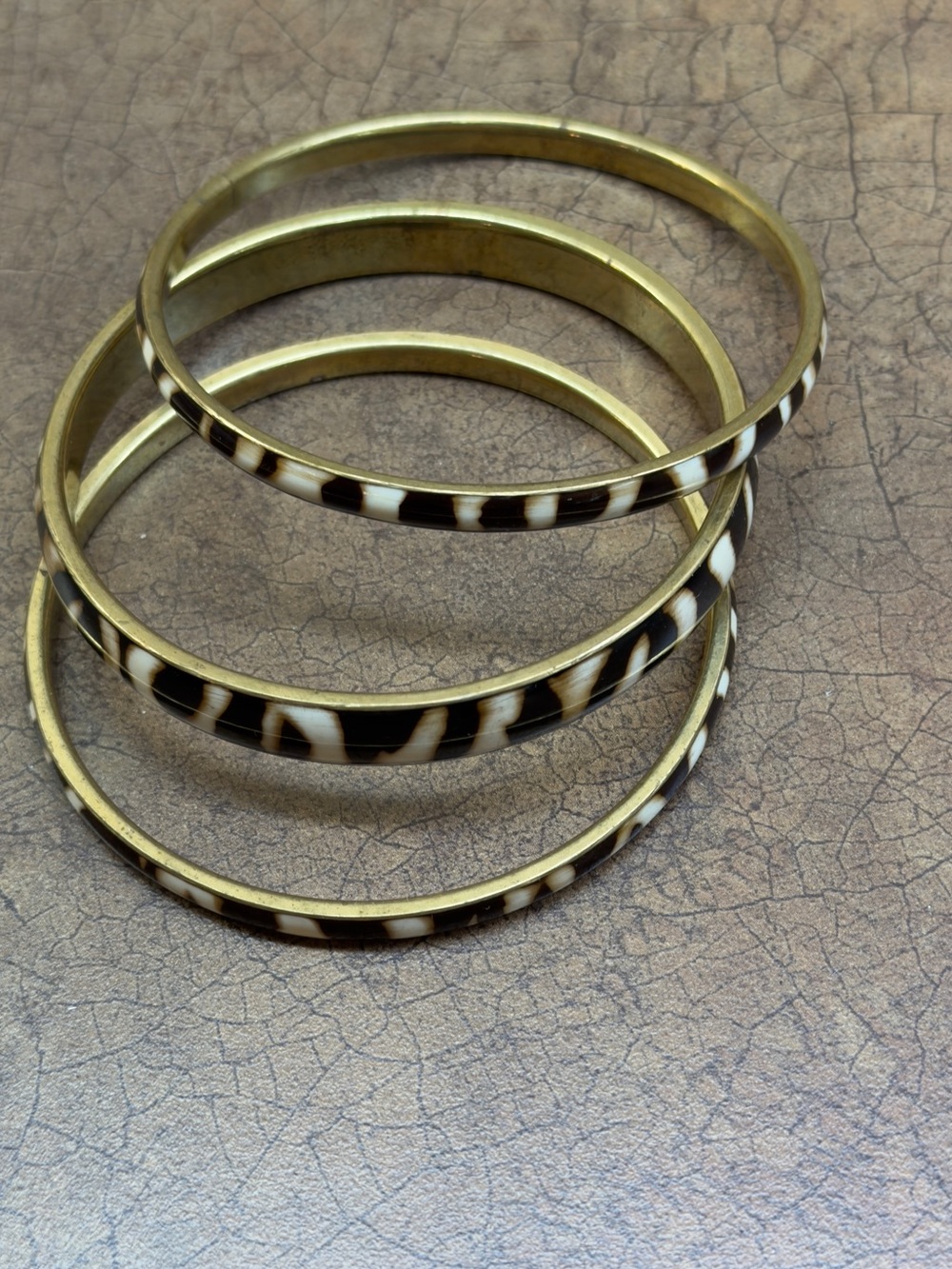 Set of 4 brass Animal Print Bangle Bracelets